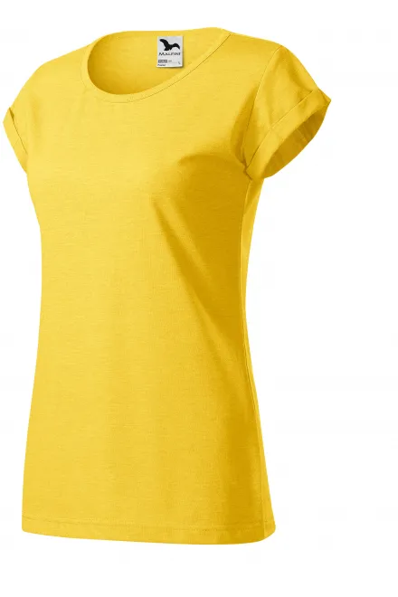 Női póló feltekert ujjú, sárga márvány