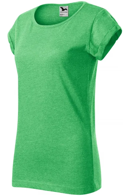 Női póló feltekert ujjú, zöld