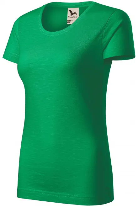 Női póló, texturált organikus pamut, zöld fű