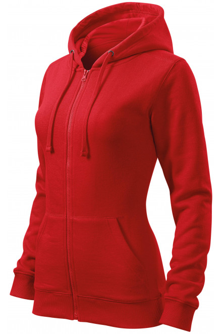 Női pulóver kapucnival, piros, női kabátok
