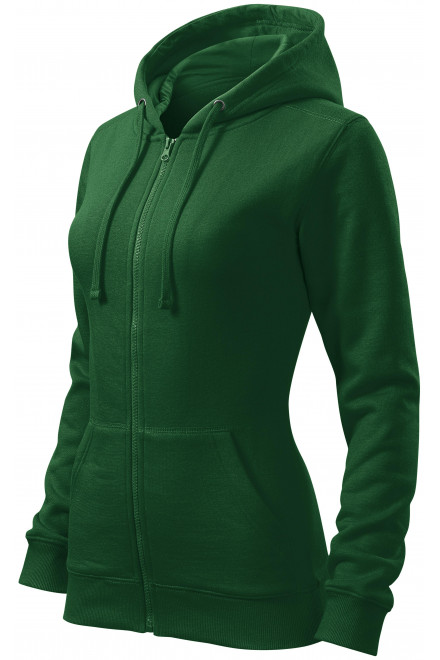 Női pulóver kapucnival, üveg zöld, női kabátok