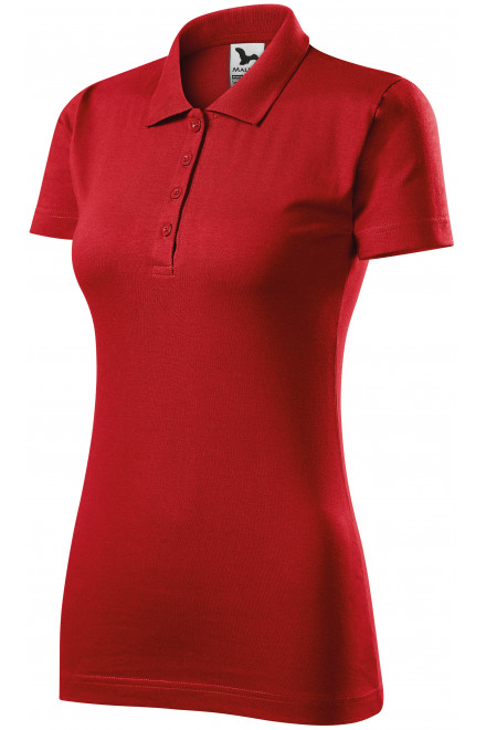Női slim fit póló, piros, női pólók gallérral