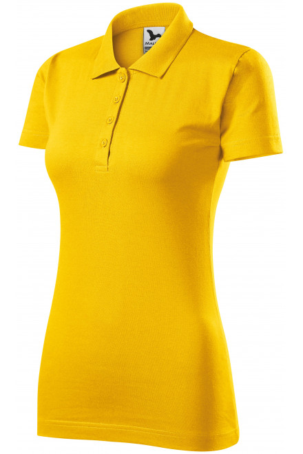Női slim fit póló, sárga, női pólók gallérral