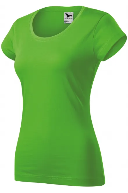Női vékony póló, kerek nyakkivágással, alma zöld