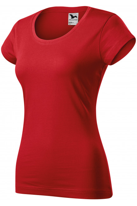 Női vékony póló, kerek nyakkivágással, piros, pamut pólók