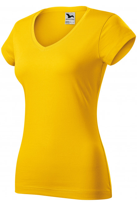 Női vékony póló, V-nyakkivágással, sárga, sárga pólók