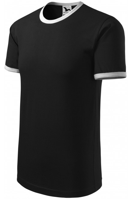 Unisex kontrasztú póló, fekete, pólók nyomtatás nélkül