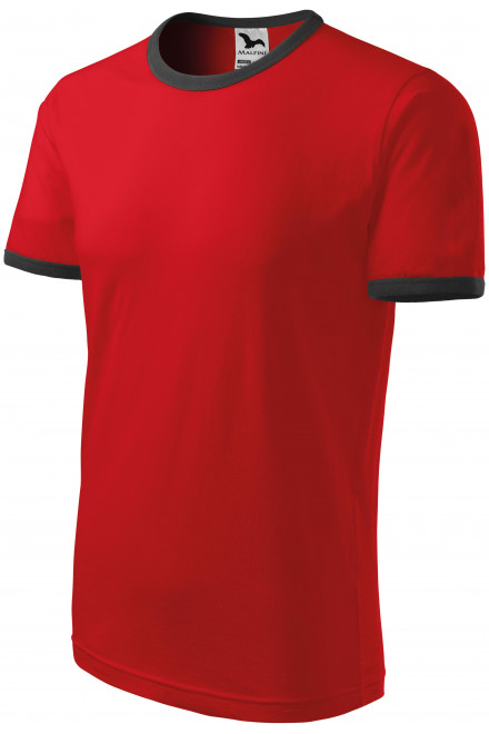 Unisex kontrasztú póló, piros, pólók nyomtatás nélkül
